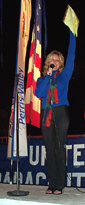 Melanie on podium