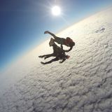 Jumping in Seville over the clouds